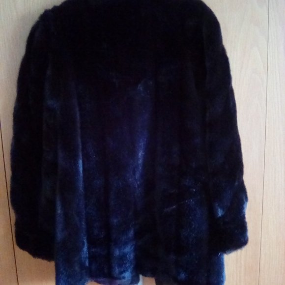 Women's brown, faux mink fur lined jacket - Picture 2 of 6